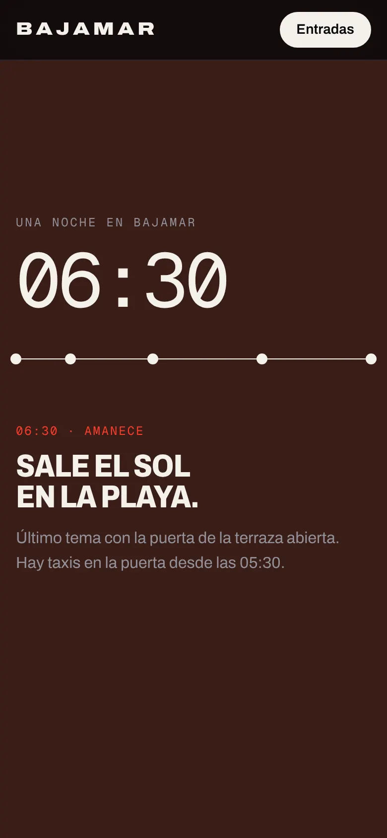 Sección Una noche en Bajamar vista en el móvil